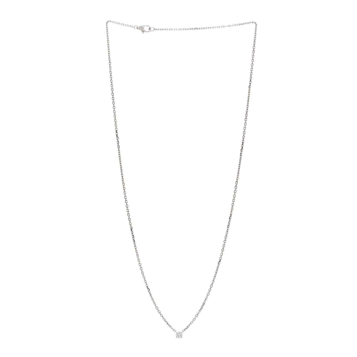 Cartier 18K White Gold Diamond .23ct 1895 Solitaire Pendant Necklace 3 of 4