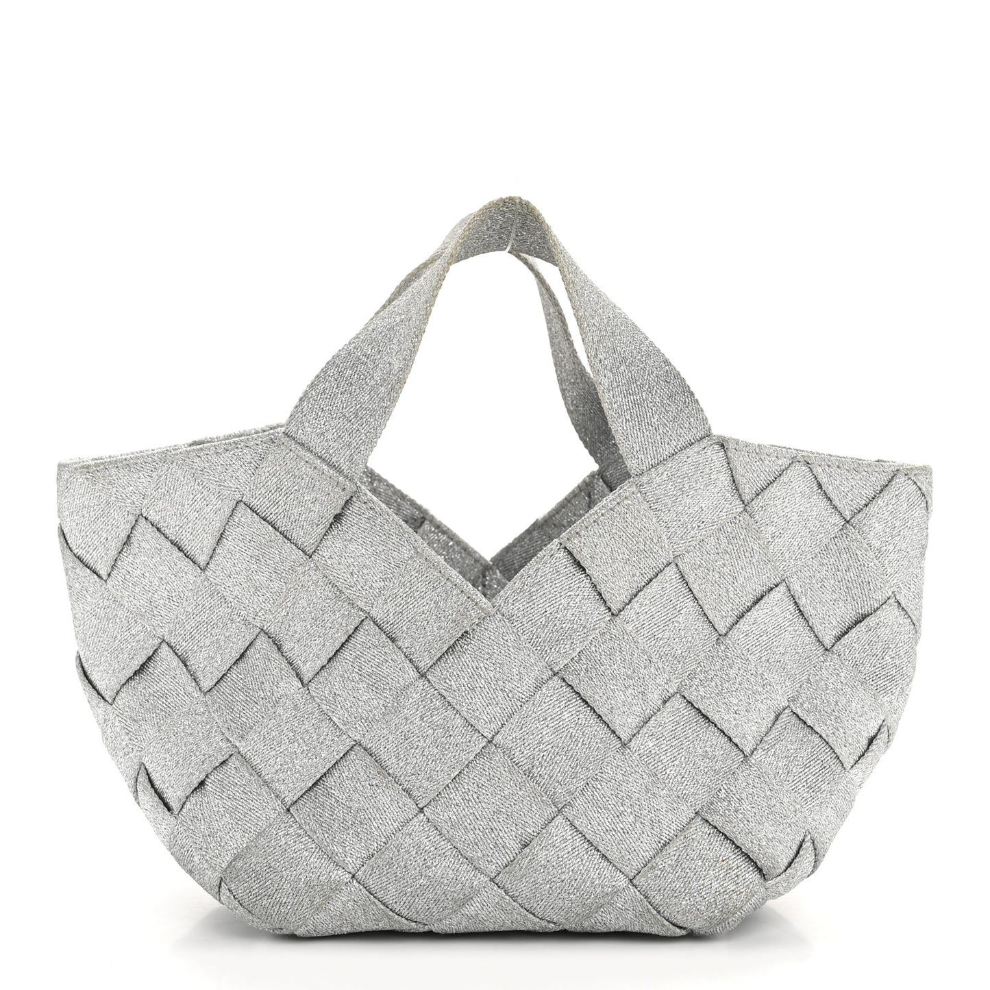 Webbing Maxi Intrecciato Mini Cassette Tote Silver