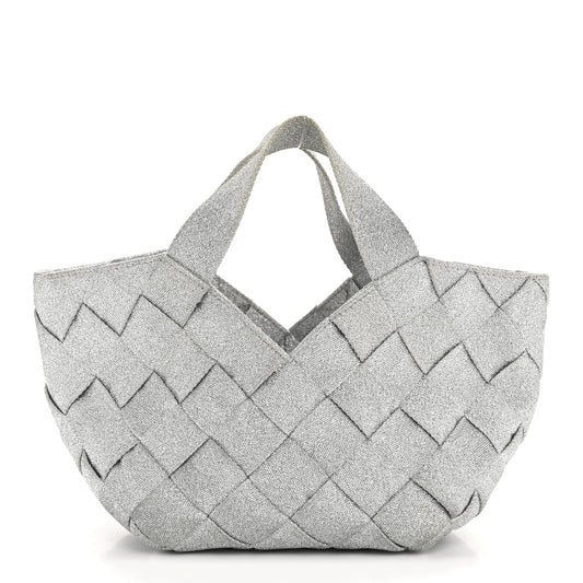 Webbing Maxi Intrecciato Mini Cassette Tote Silver
