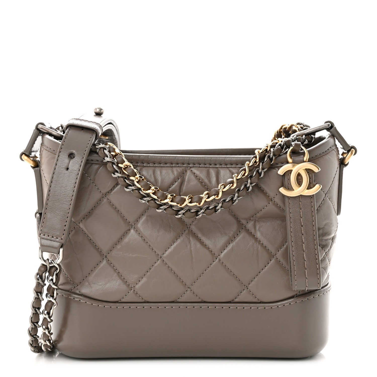 Chanel Aged Calfskin Quilted Small Gabrielle Hobo Grey 1 of 12