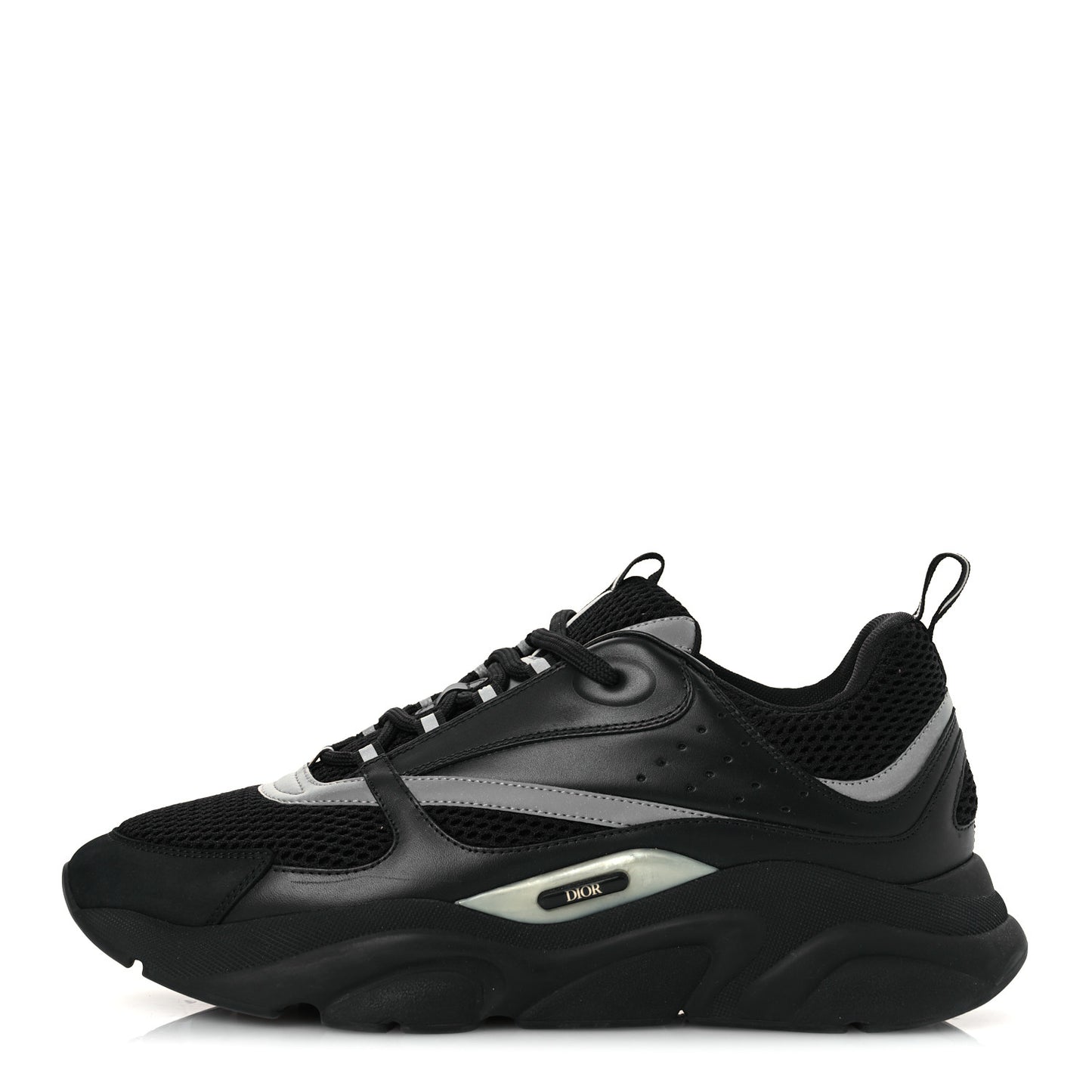 Technical Mesh Calfskin Mens B22 Sneakers 46 Black