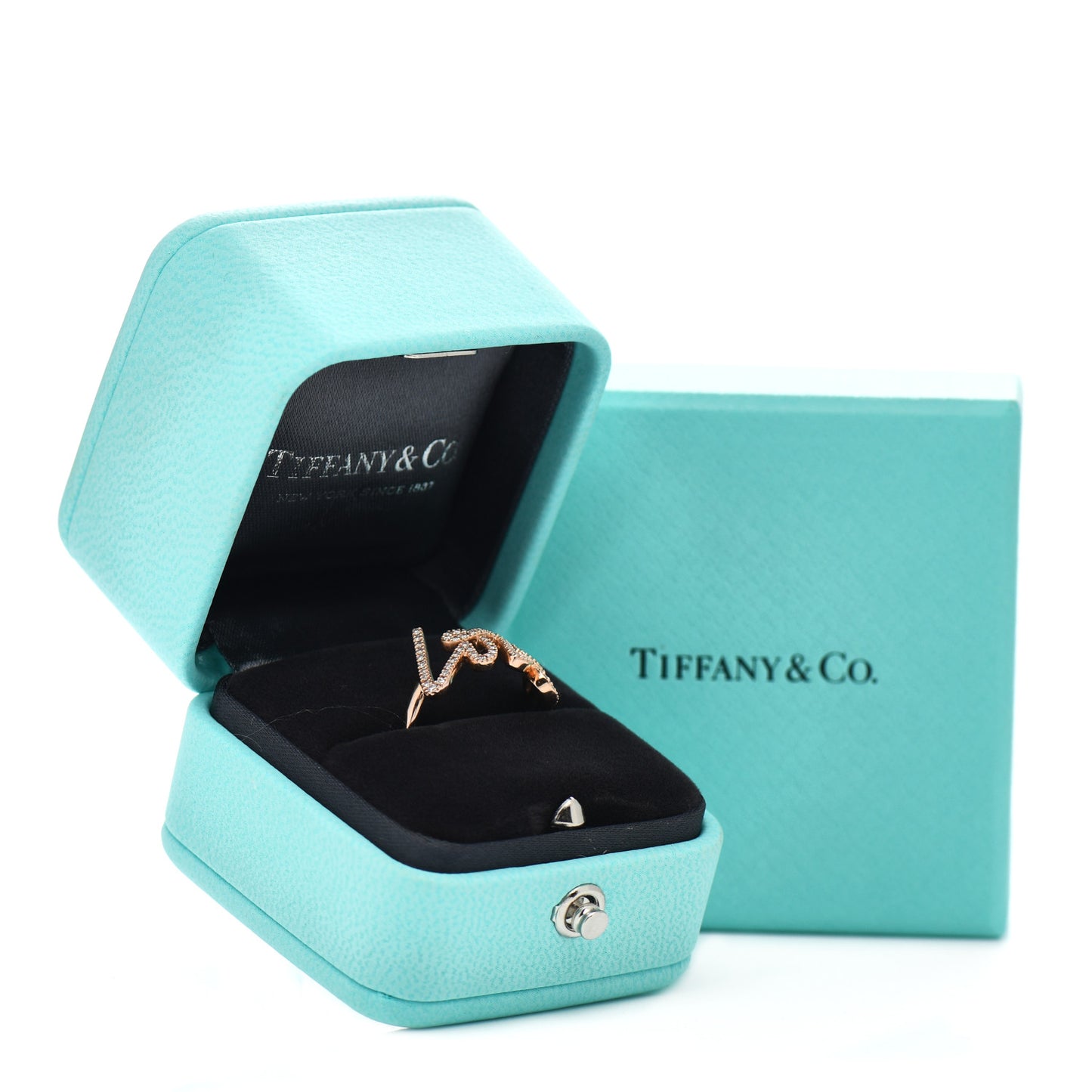 18K Rose Gold Diamond Paloma's Graffiti Love Ring 51 5.75