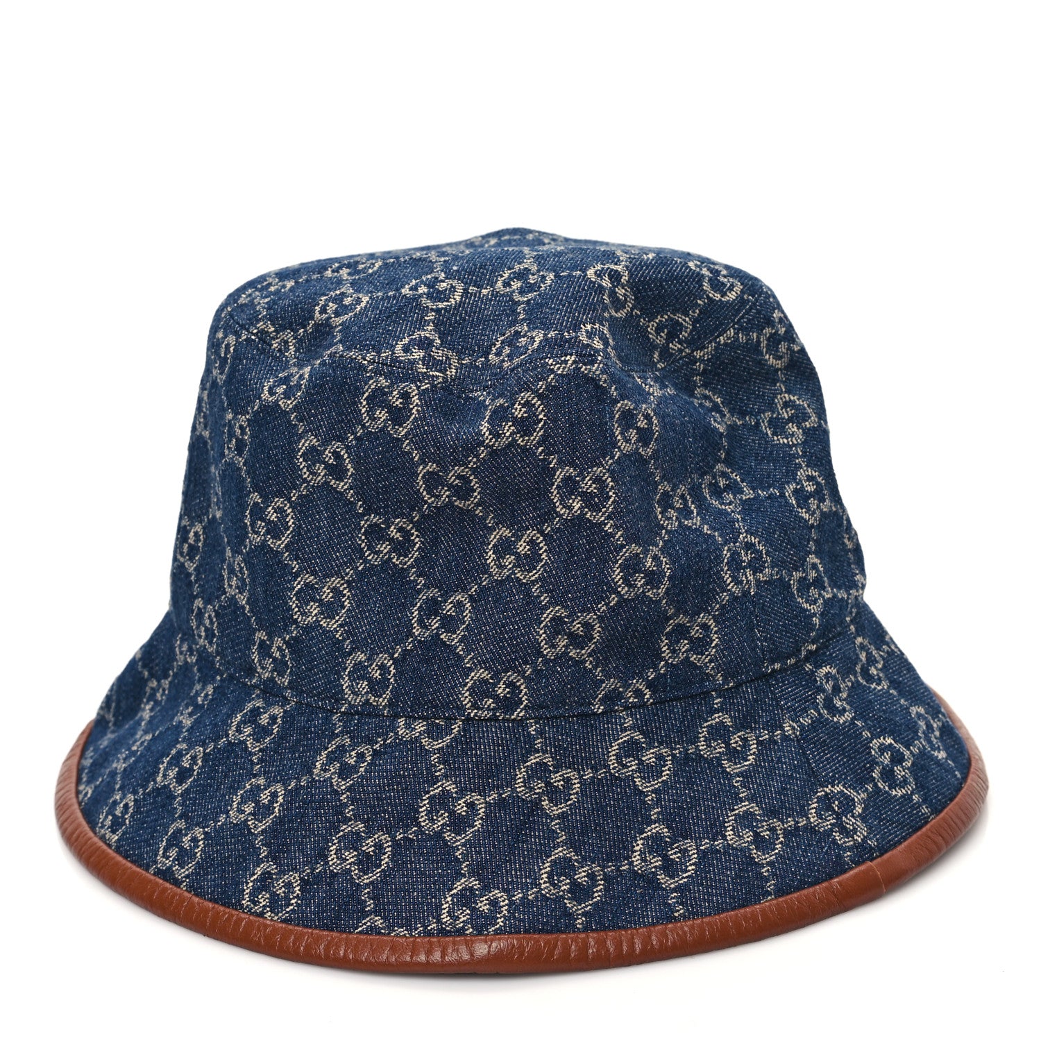 Gucci Washed Jacquard Denim Nappa GG Monogram Oscar Bucket Hat L Denim Cuir 6 of 9