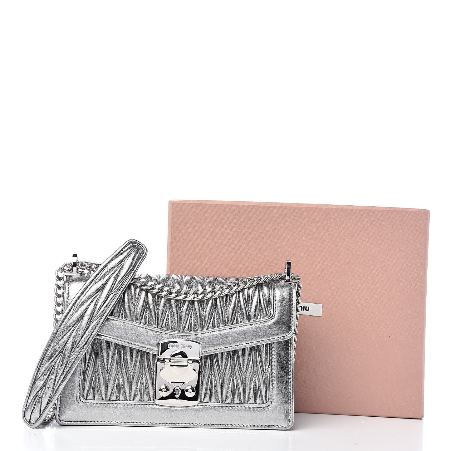 Metallic Lambskin Confidential Matelasse Chain Shoulder Bag Cromo