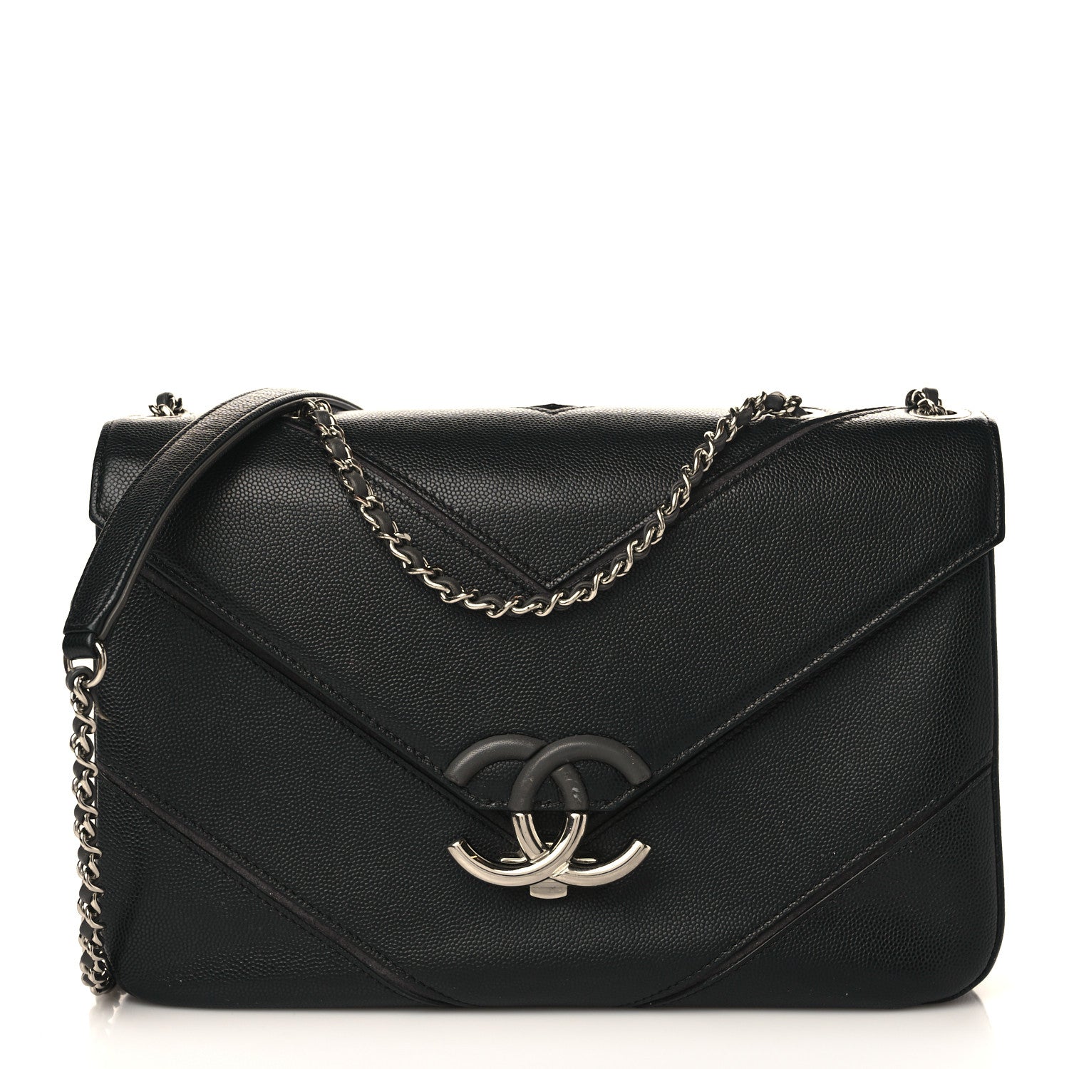 Chanel Caviar Macro Chevron Single Flap Black 1 of 9