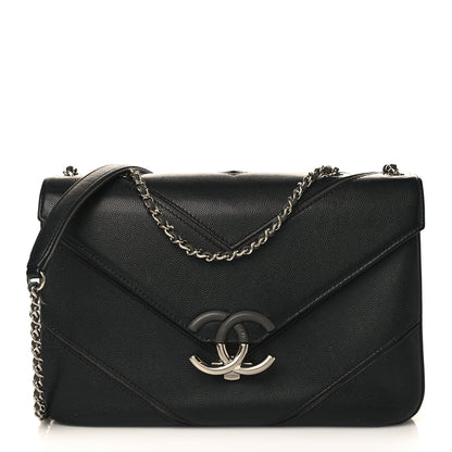 Chanel Caviar Macro Chevron Single Flap Black 1 of 9