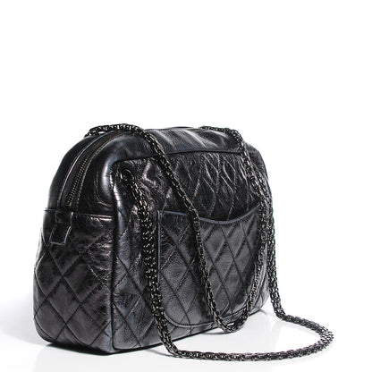 Chanel Metallic Aged Calfskin Quilted Medium Reissue Camera Case Black 3 of 7