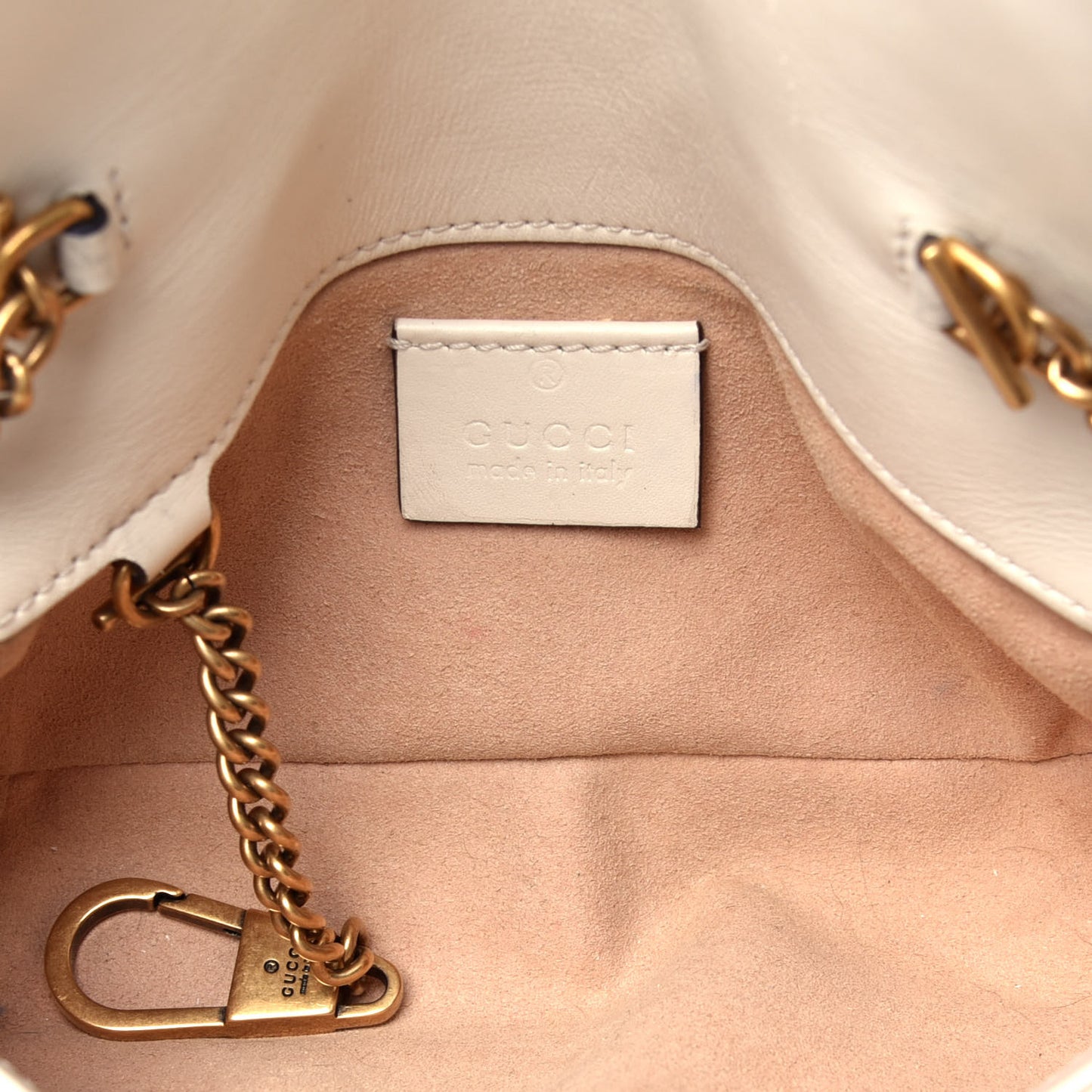 Calfskin Matelasse Super Mini GG Marmont Shoulder Bag White