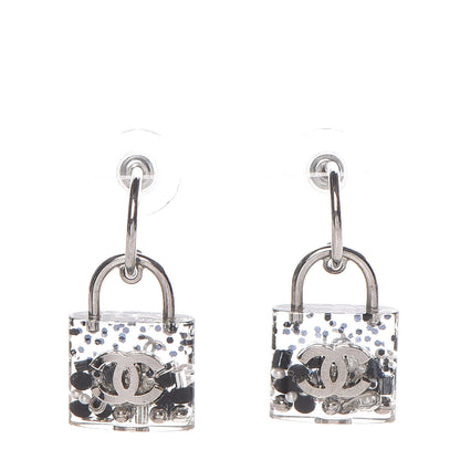 Chanel Resin Pearl CC Padlock Earrings Grey 1 of 4