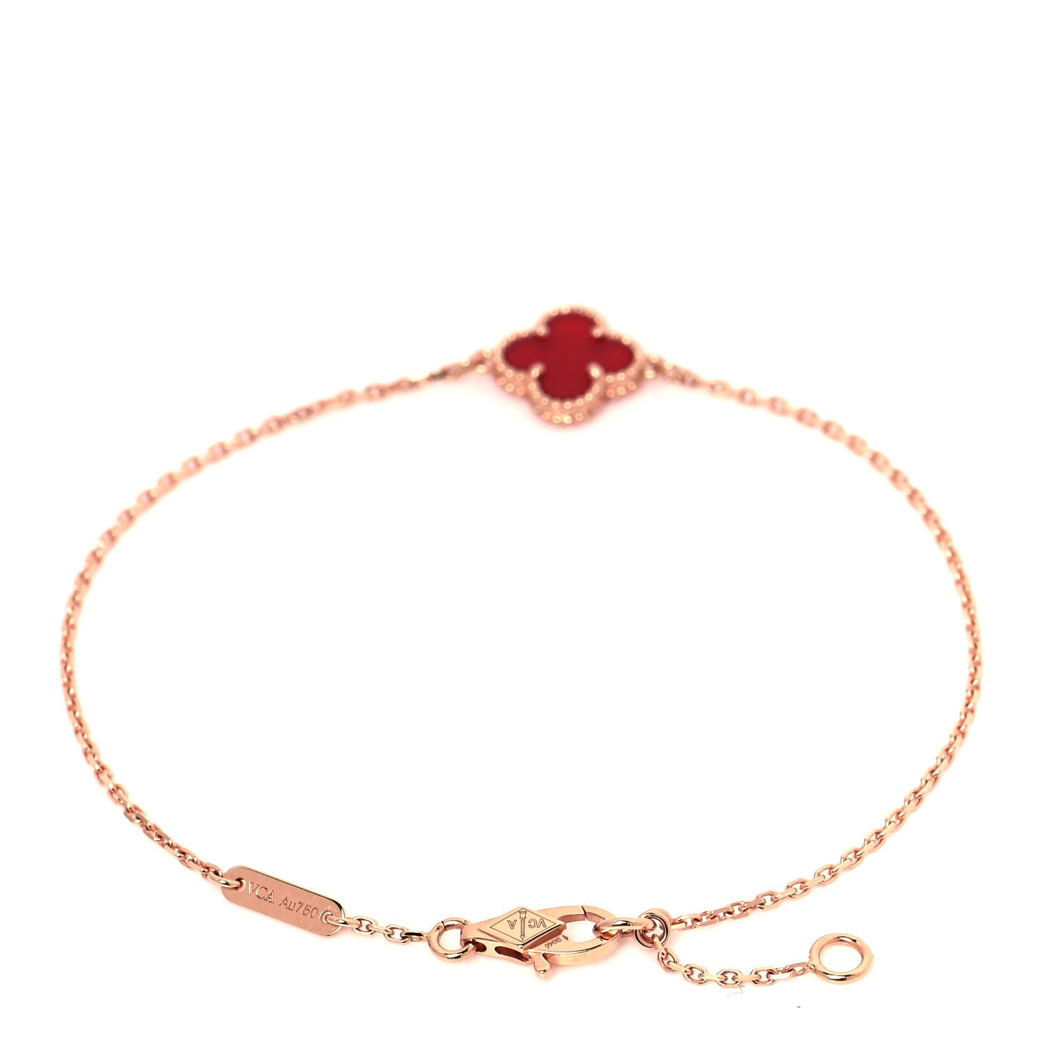 Van Cleef & Arpels 18K Rose Gold Carnelian Sweet Alhambra Bracelet 3 of 5