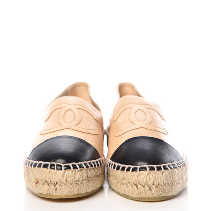 Chanel Lambskin CC Espadrilles 36 Beige Black 2 of 9