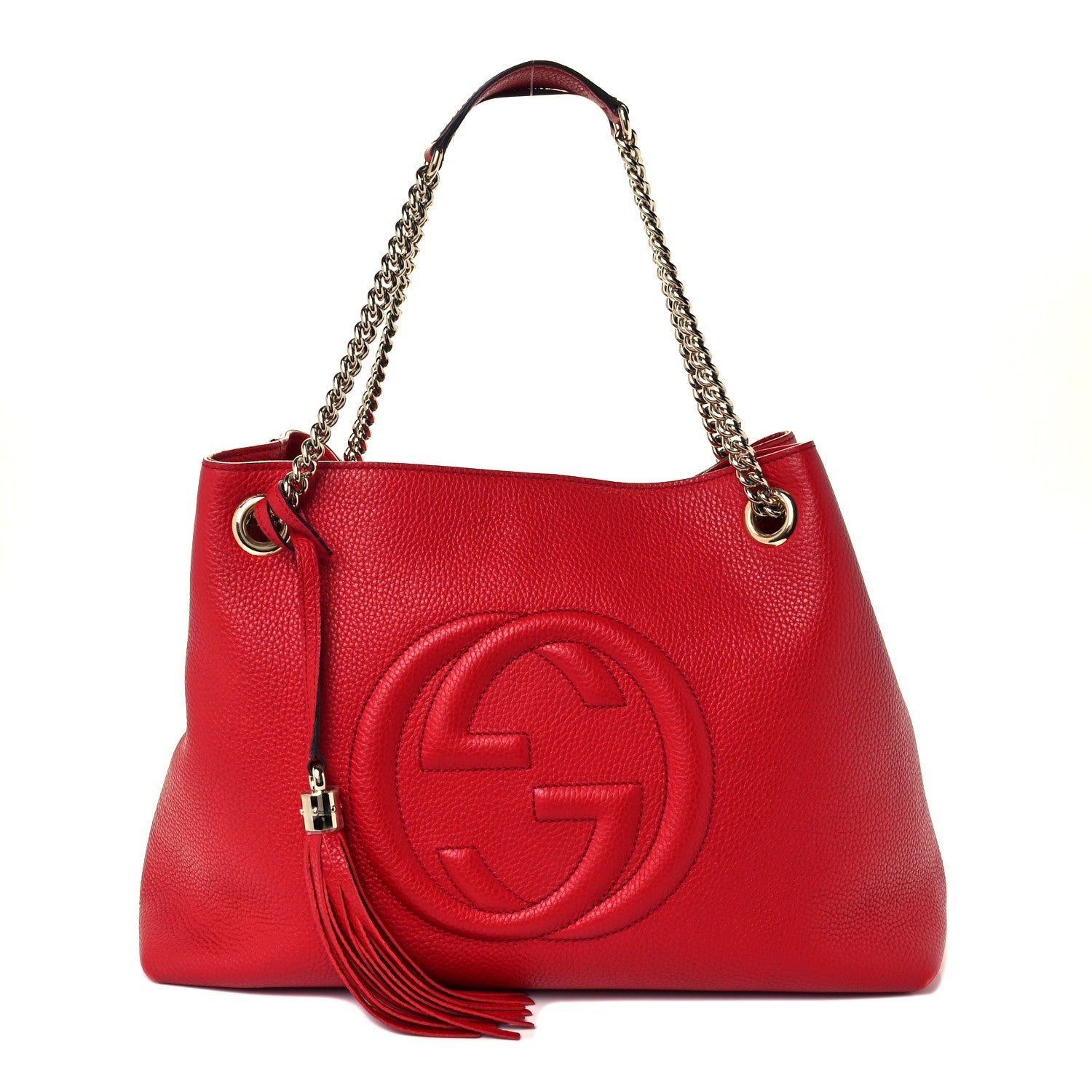 Gucci Pebbled Calfskin Medium Soho Chain Shoulder Bag Tabasco Red 1 of 11