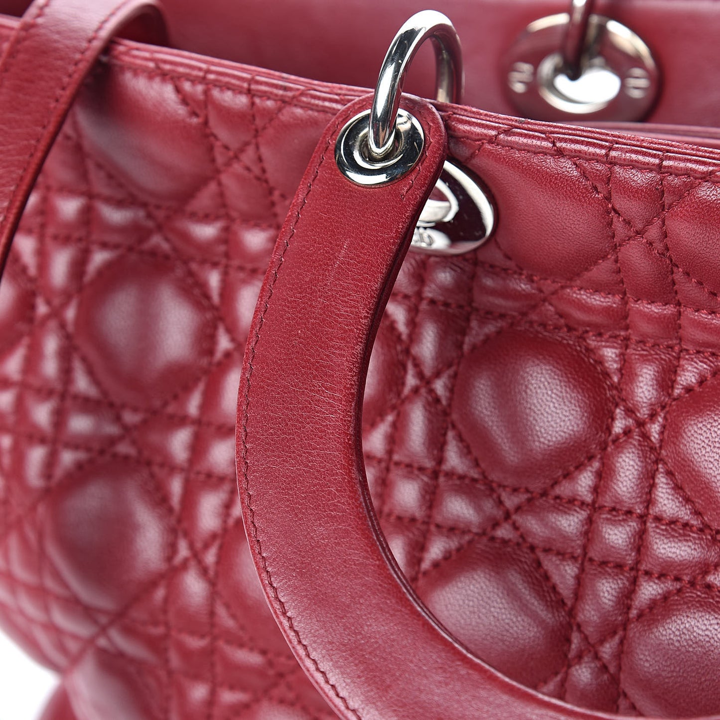 Lambskin Cannage Large Lady Dior Red