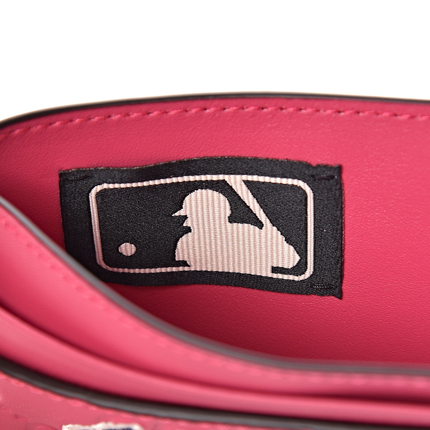 Gucci X MLB Guccissima Signature NY Yankees Embroidered Card Holder Box Pink Blue Ivory 7 of 8