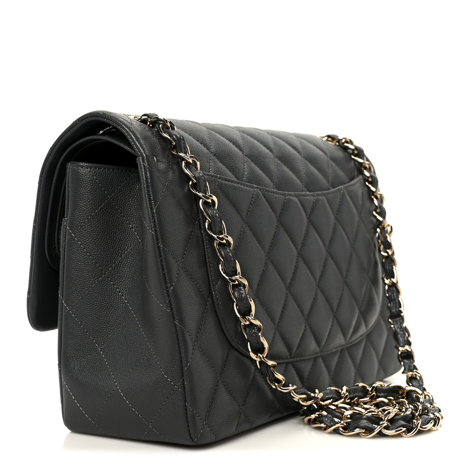 Chanel Caviar Quilted Jumbo Double Flap Dark Grey 3 of 11
