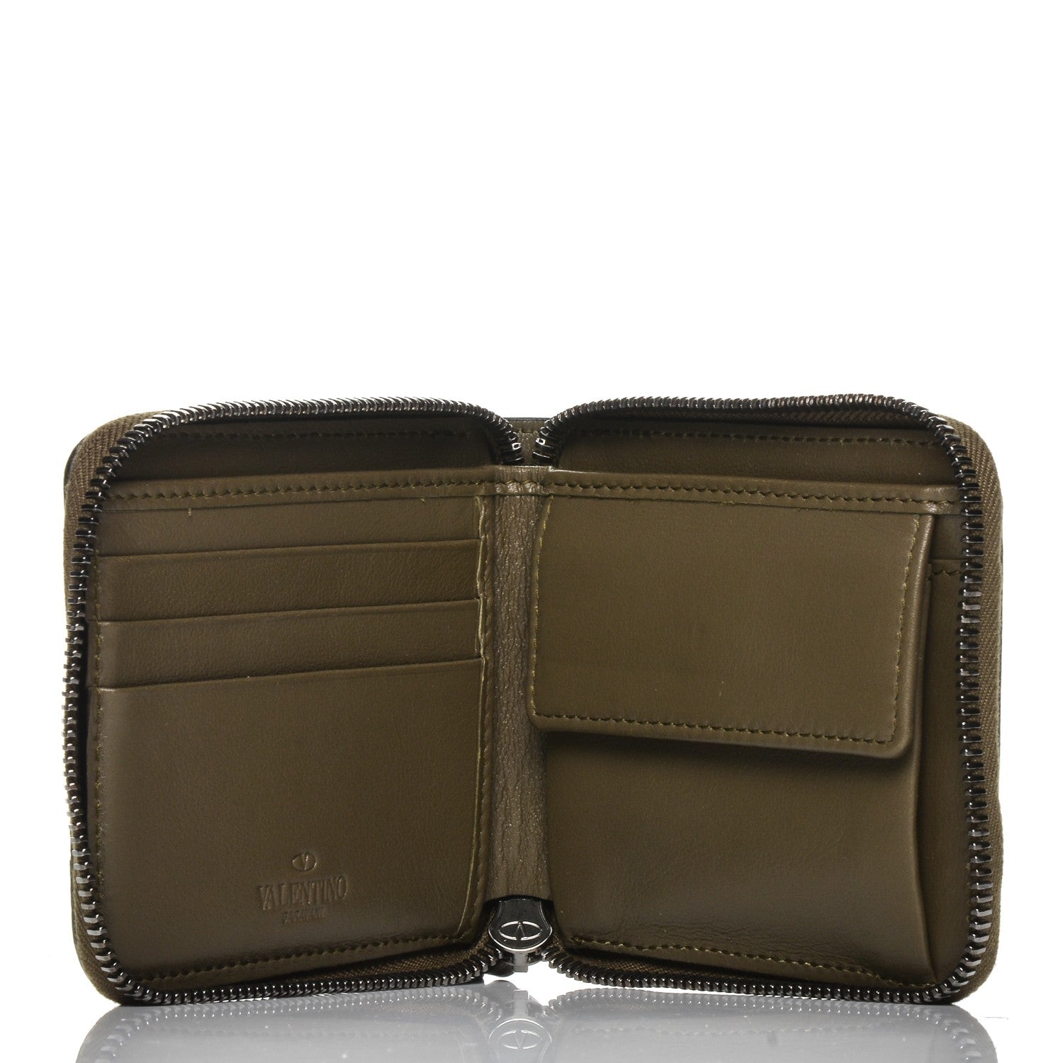 Valentino Garavani Nappa Canvas Camouflage Compact Zip Around Wallet Multicolor 5 of 7