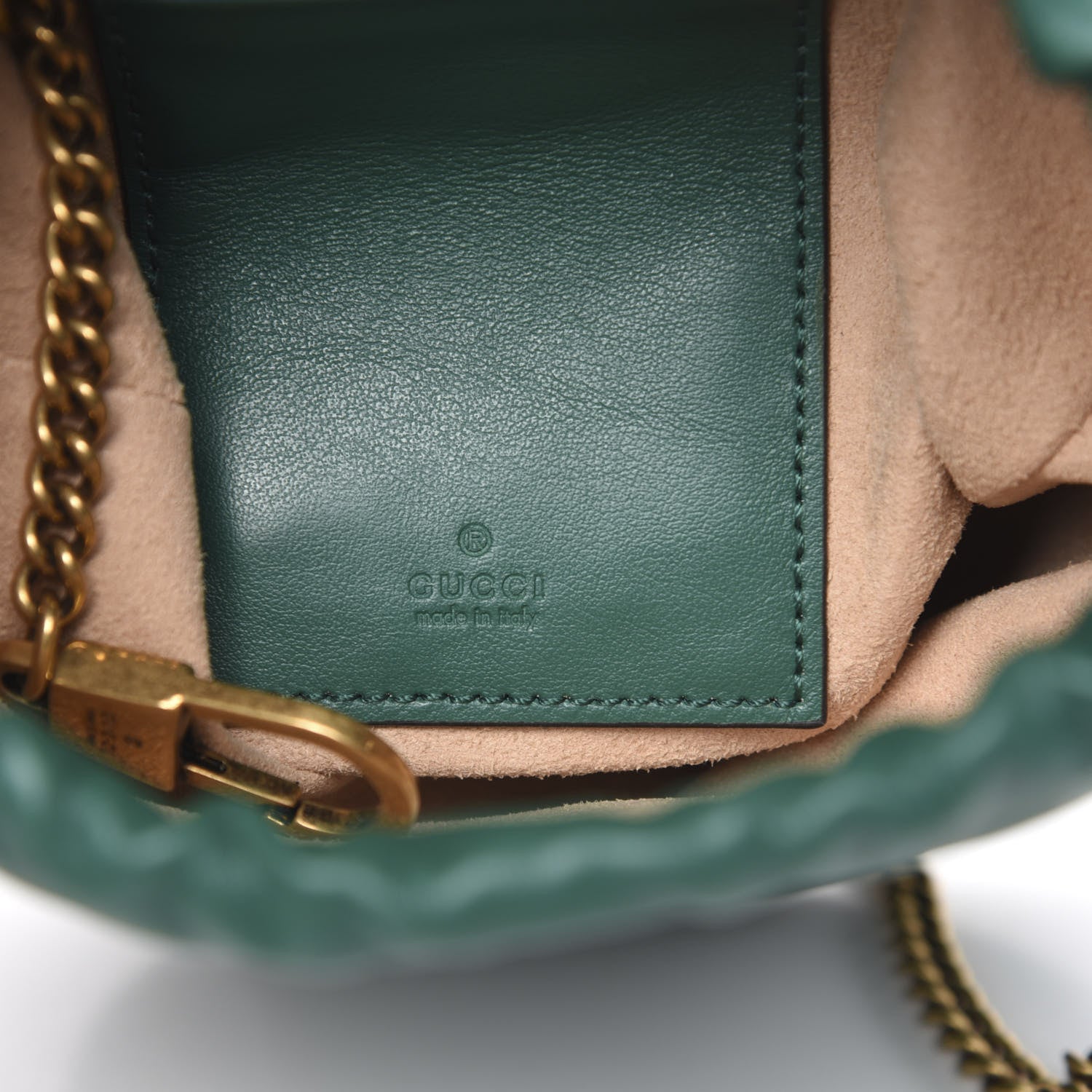 Gucci Calfskin Matelasse Mini GG Marmont 2.0 Bucket Bag Emerald Green 6 of 10