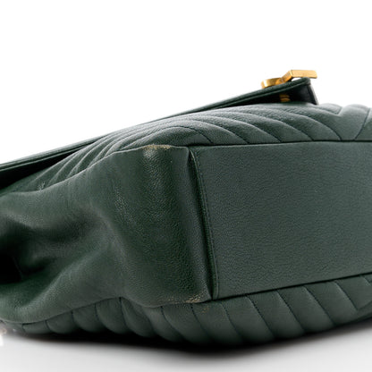 Saint Laurent Sheepskin Matelasse Chevron Monogram Large College Satchel Dark Green 10 of 15