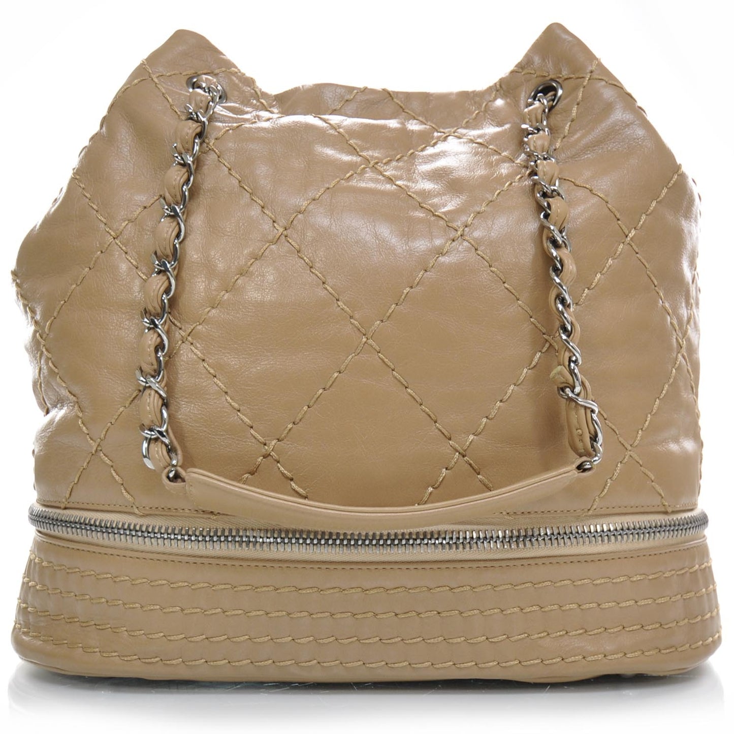Lambskin Expandable Tote Beige