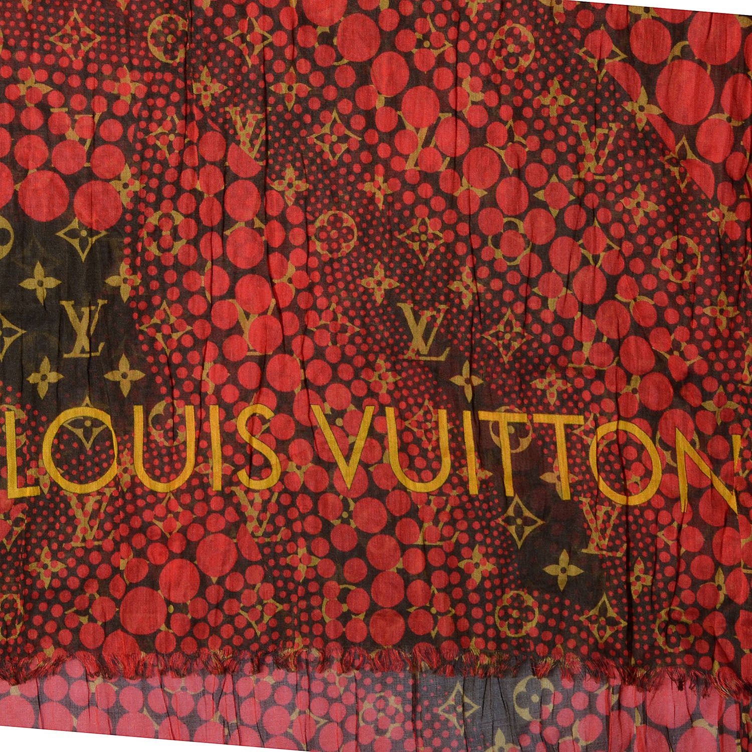 Louis Vuitton Cotton Monogram Kusama Infinity Dots Pareo Scarf Red 4 of 6