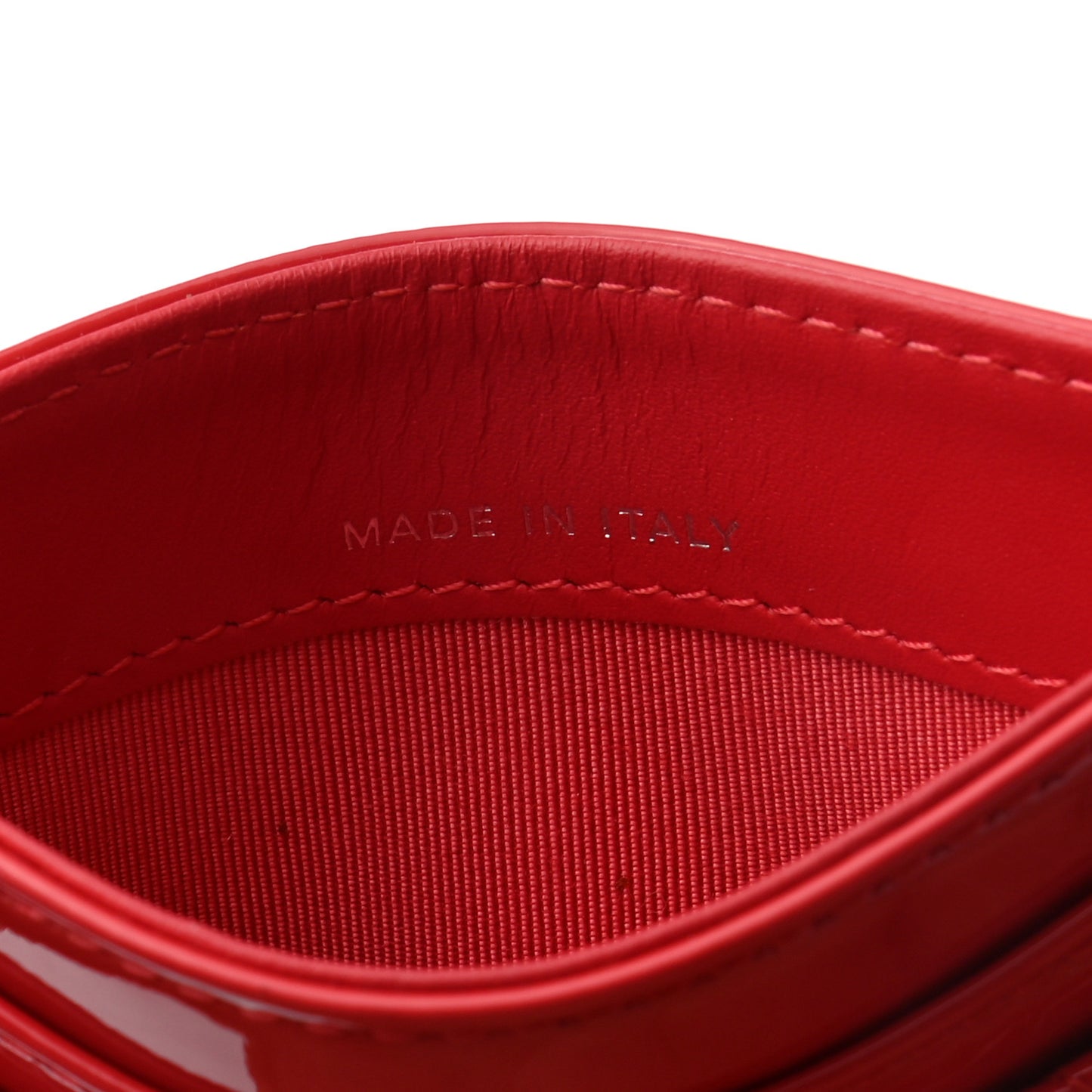 Patent Quilted Card Holder Red