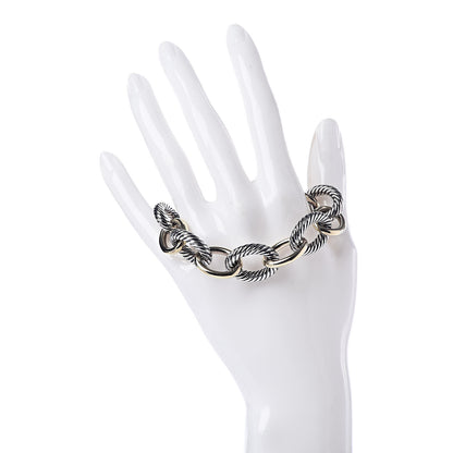 David Yurman Sterling Silver 18K Yellow Gold 17mm Extra Large Oval Link Bracelet 2 of 4