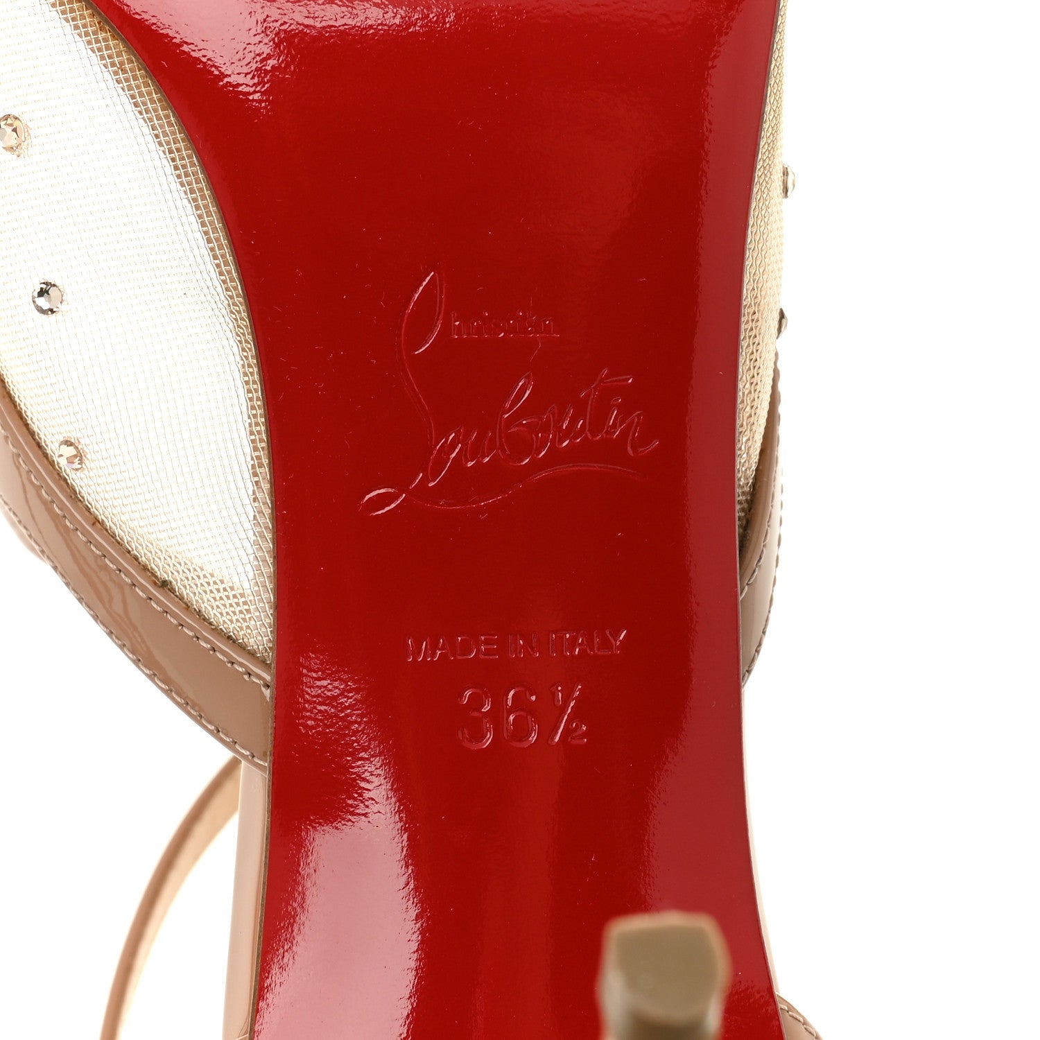 Christian Louboutin Rete Dentelle Patent Strass Twistissima 85 Pumps 36.5 Light Silk 8 of 10