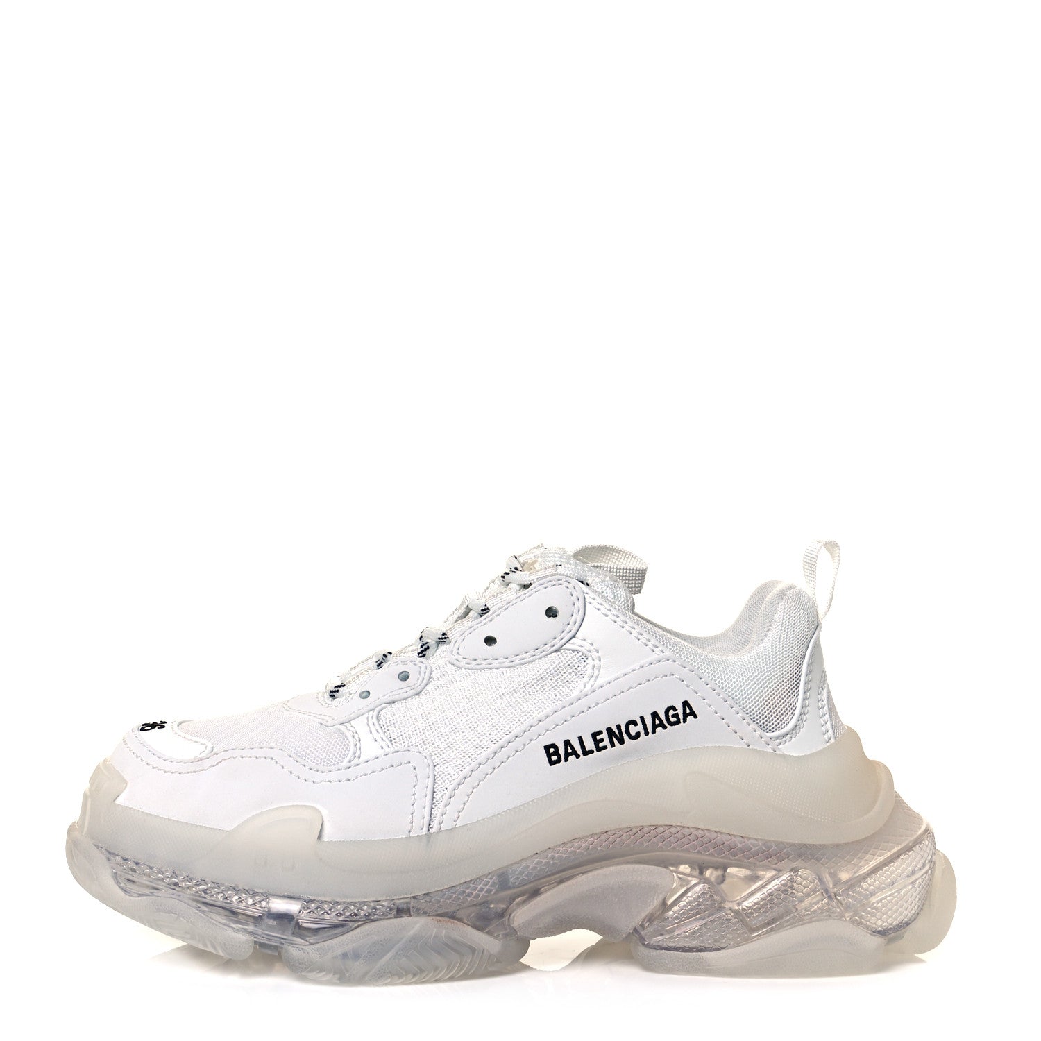 Balenciaga Fabric Mesh Clear Sole Womens Triple S Sneakers 36 White 1 of 7