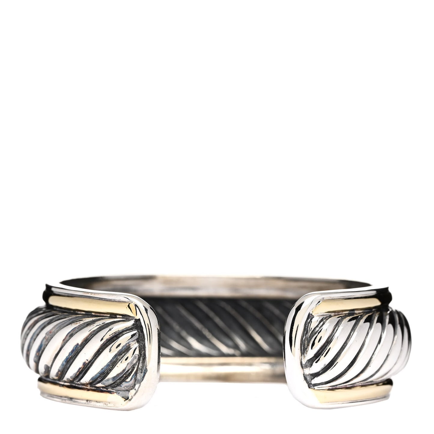 Sterling Silver 18K Yellow Gold Sculpted Cable Cuff Bracelet