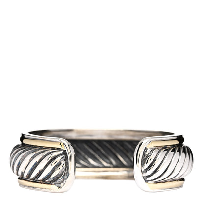 David Yurman Sterling Silver 18K Yellow Gold Sculpted Cable Cuff Bracelet 2 of 3