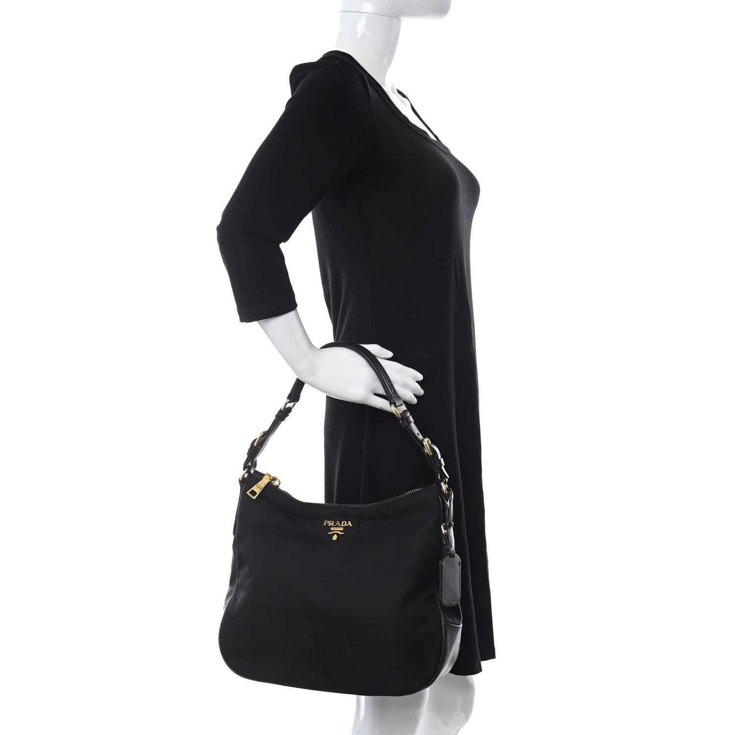 Prada Tessuto Nylon Saffiano Hobo 2 of 10