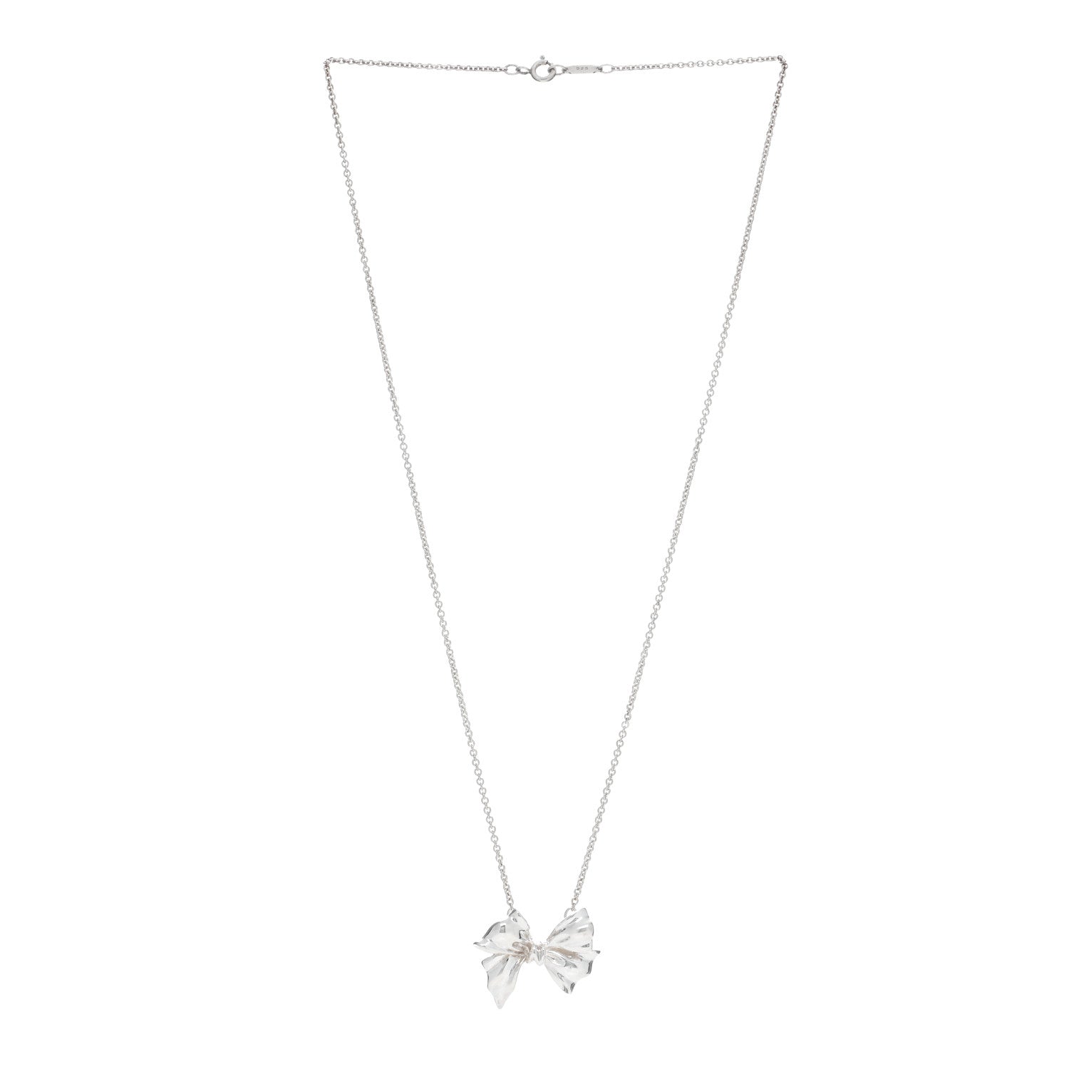 Tiffany Sterling Silver Bow Pendant Necklace 2 of 5