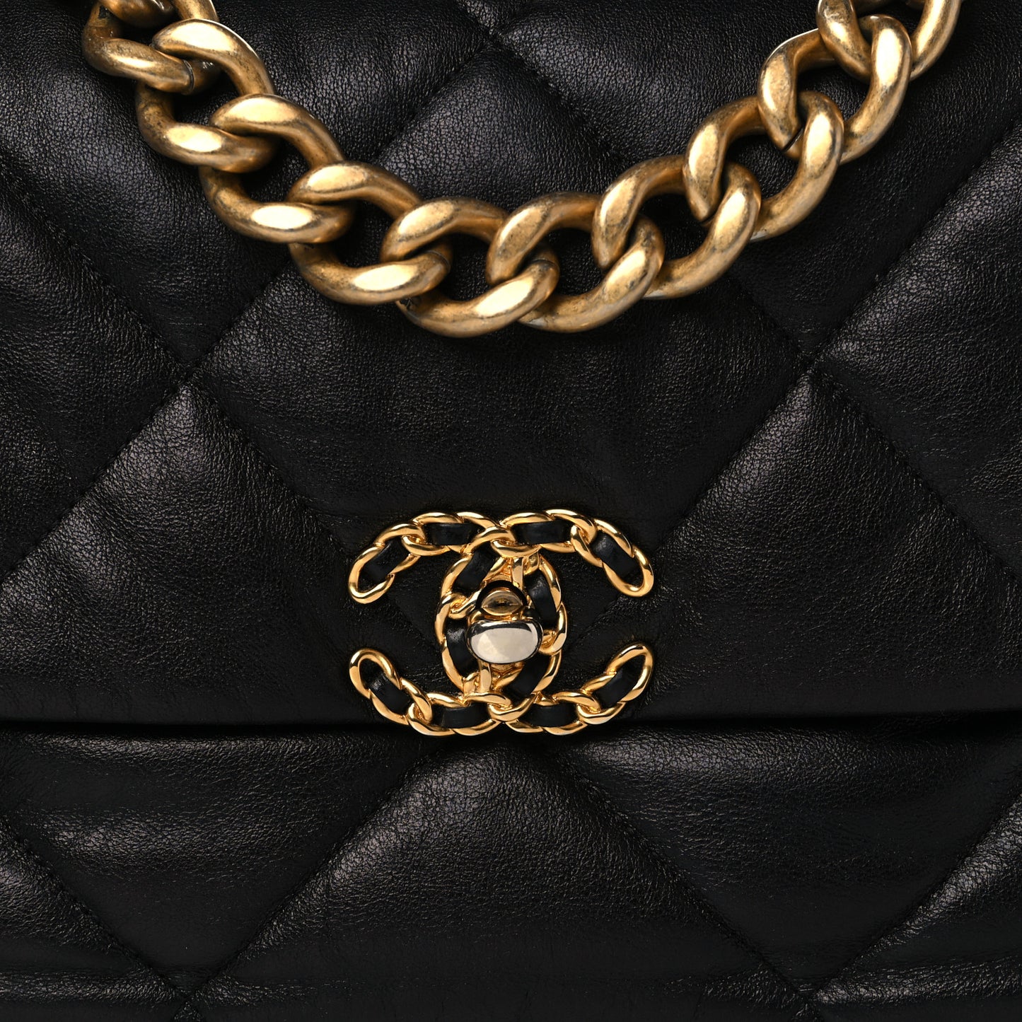 Goatskin Quilted Large Chanel 19 Flap Black