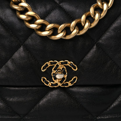 Chanel Goatskin Quilted Large Chanel 19 Flap Black 8 of 10