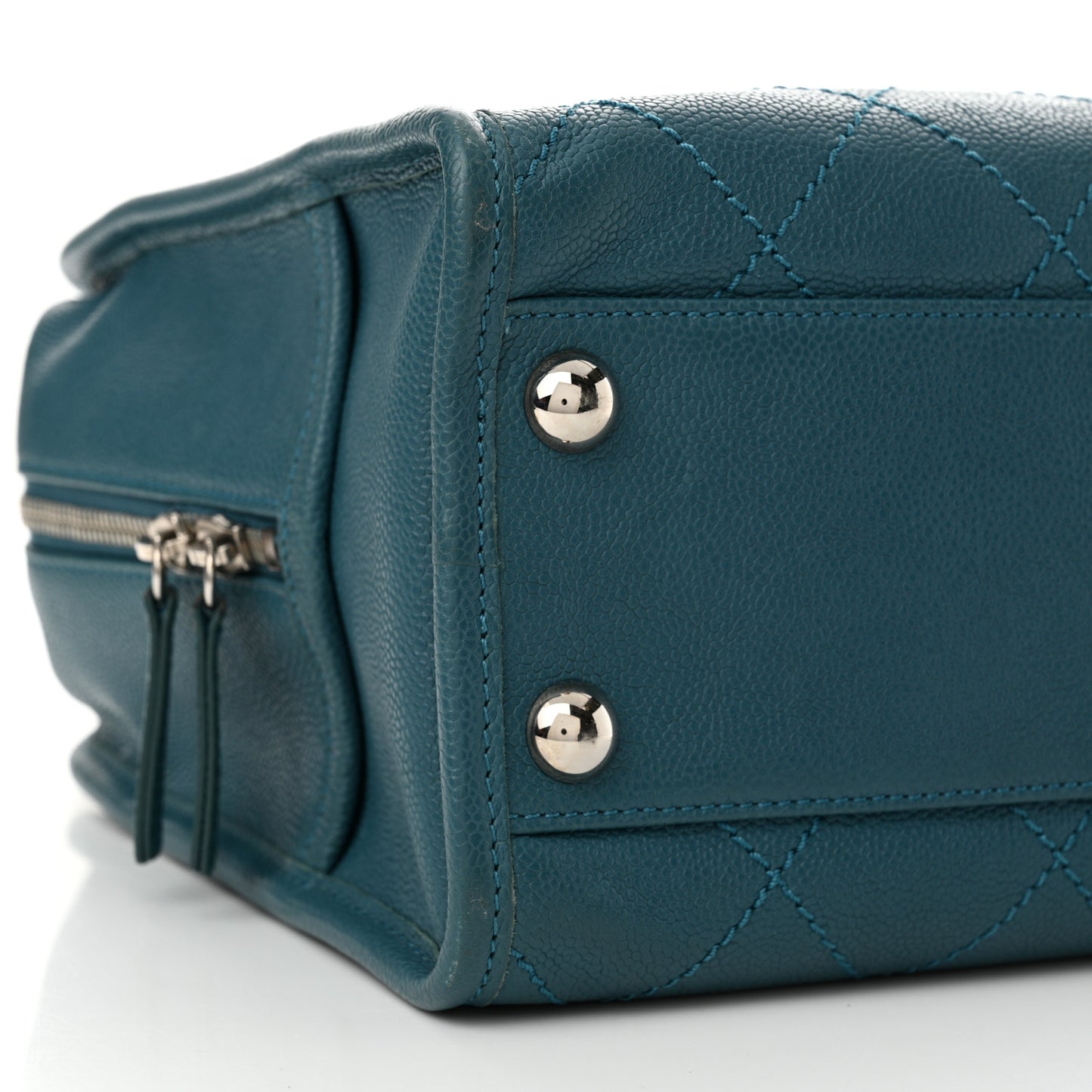 Caviar Quilted Deauville Bowling Bag Blue