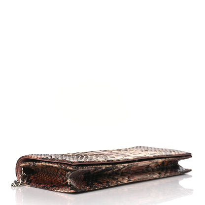 Christian Dior Snakeskin Evening Clutch Brown 4 of 8