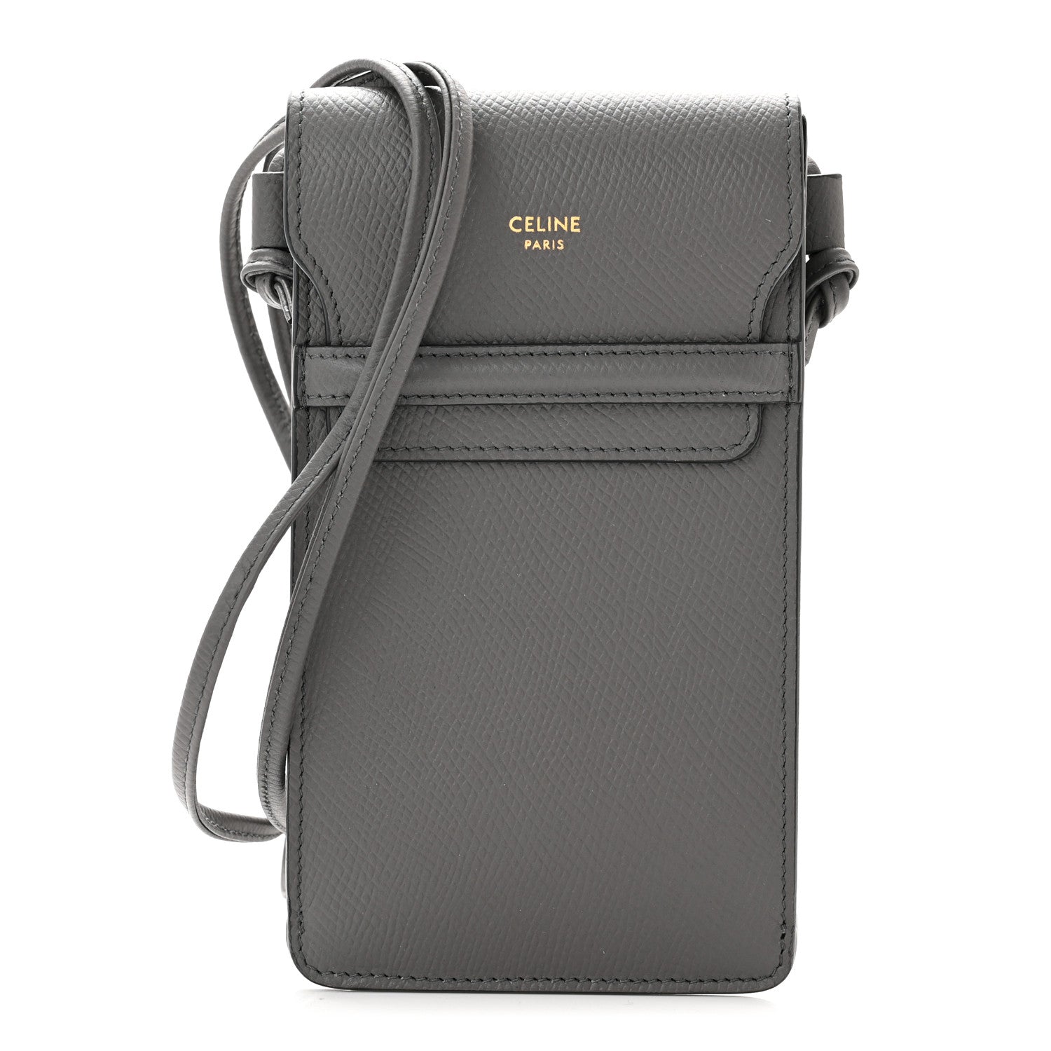 Celine Grained Calfskin Phone Pouch With Flap Grey 1 of 10