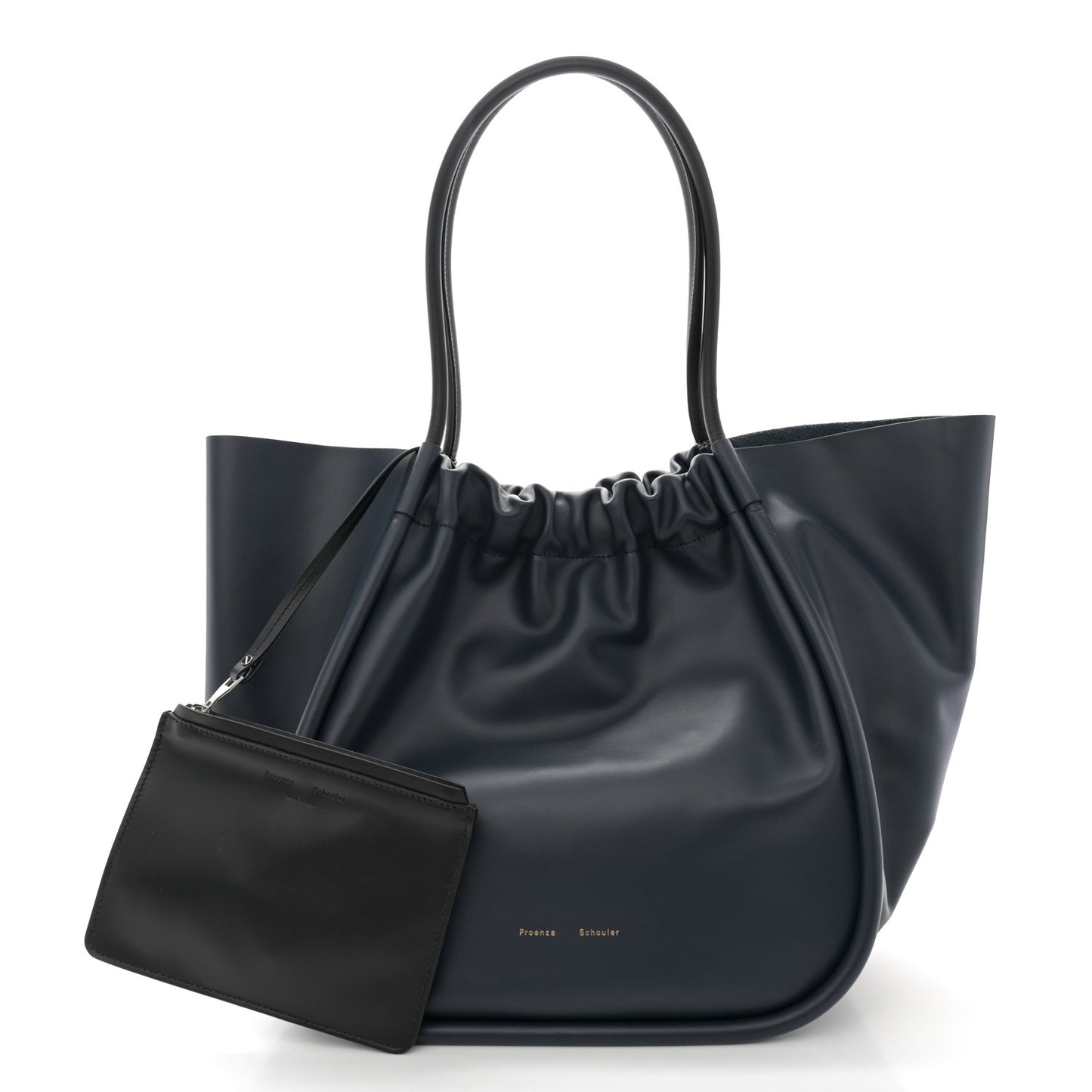 Calfskin XL Ruched Tote Dark Navy