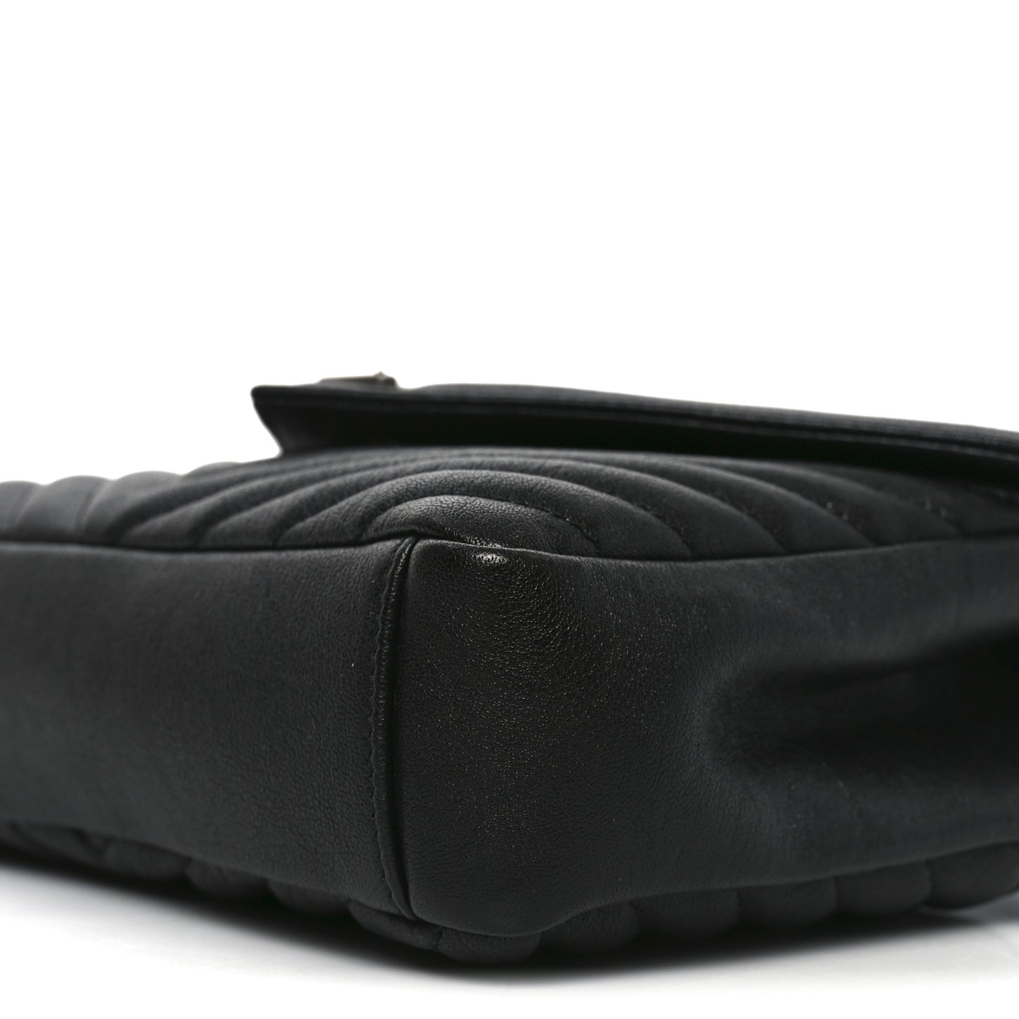Sheepskin Matelasse Chevron Monogram Medium College Bag Black