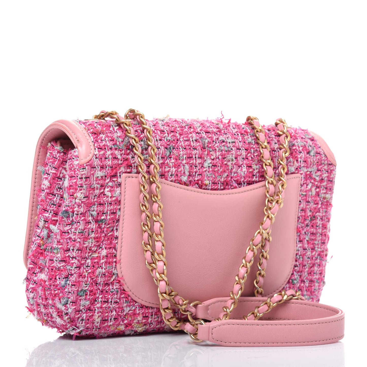 Tweed Lambskin Quilted Small CC Filigree Flap Pink