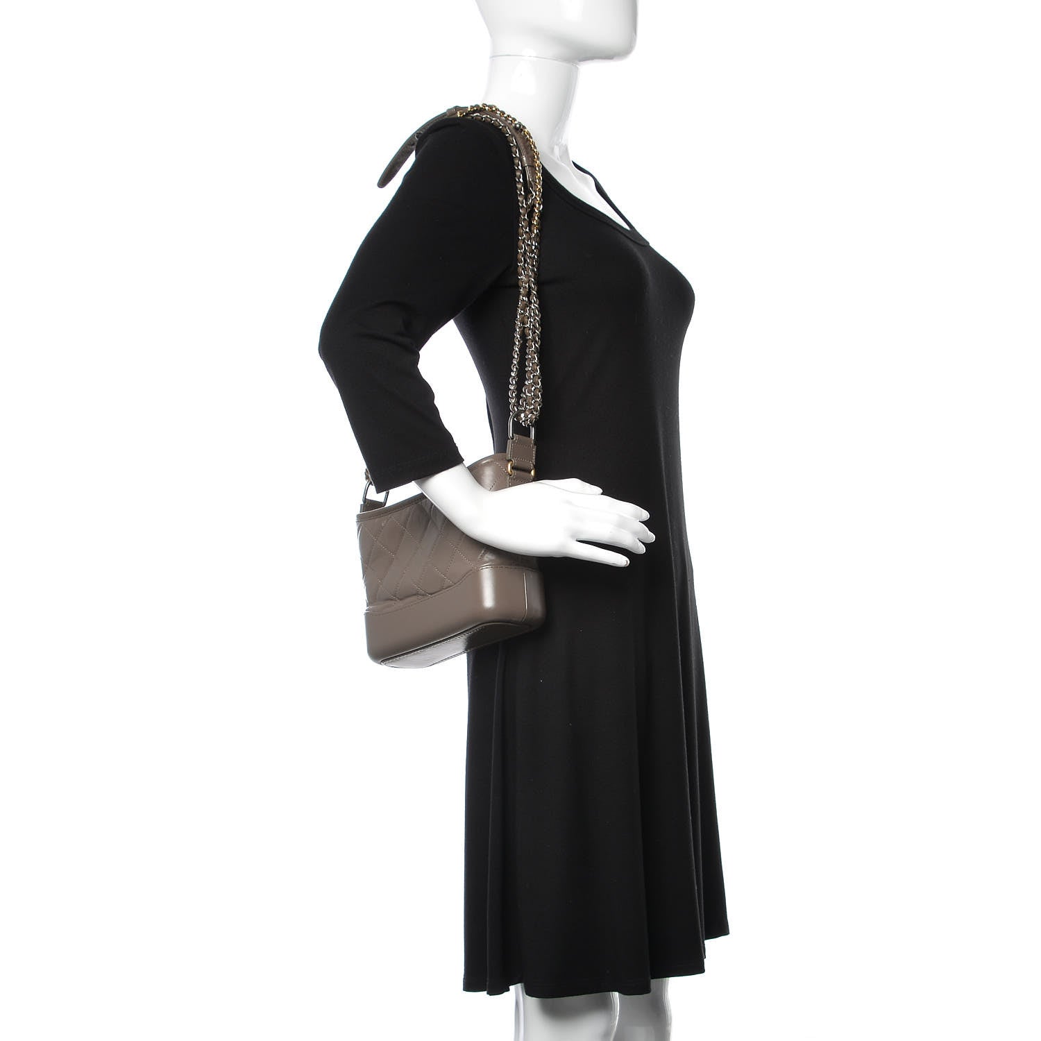 Chanel Aged Calfskin Quilted Small Gabrielle Hobo Dark Grey 2 of 11