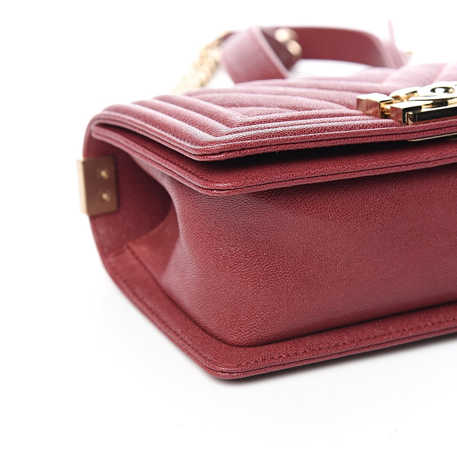 Chanel Caviar Chevron Quilted Small Boy Flap Dark Red 7 of 9