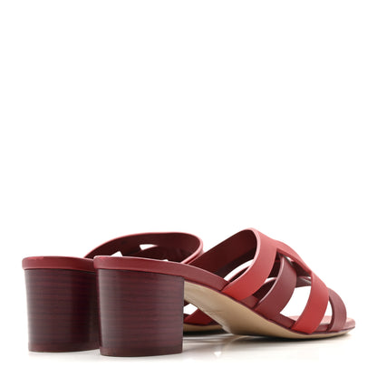 Hermes Calfskin Amica Sandals 38 Rouge Grenat Orange Solaire 5 of 9