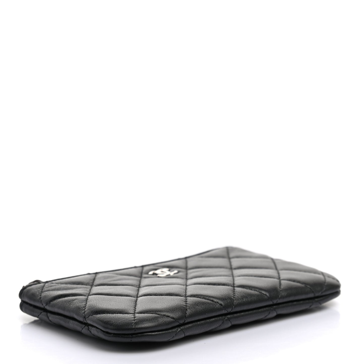 Lambskin Quilted Small Cosmetic Case Black