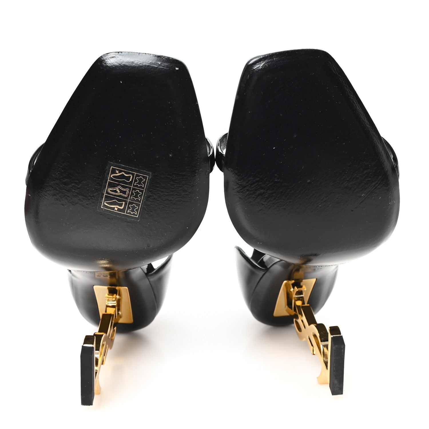 Saint Laurent Patent Calfskin Opyum 110 Sandals 38 Black Gold 6 of 9