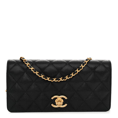 Chanel Caviar Quilted Camellia Clutch With Chain Black 1 of 12