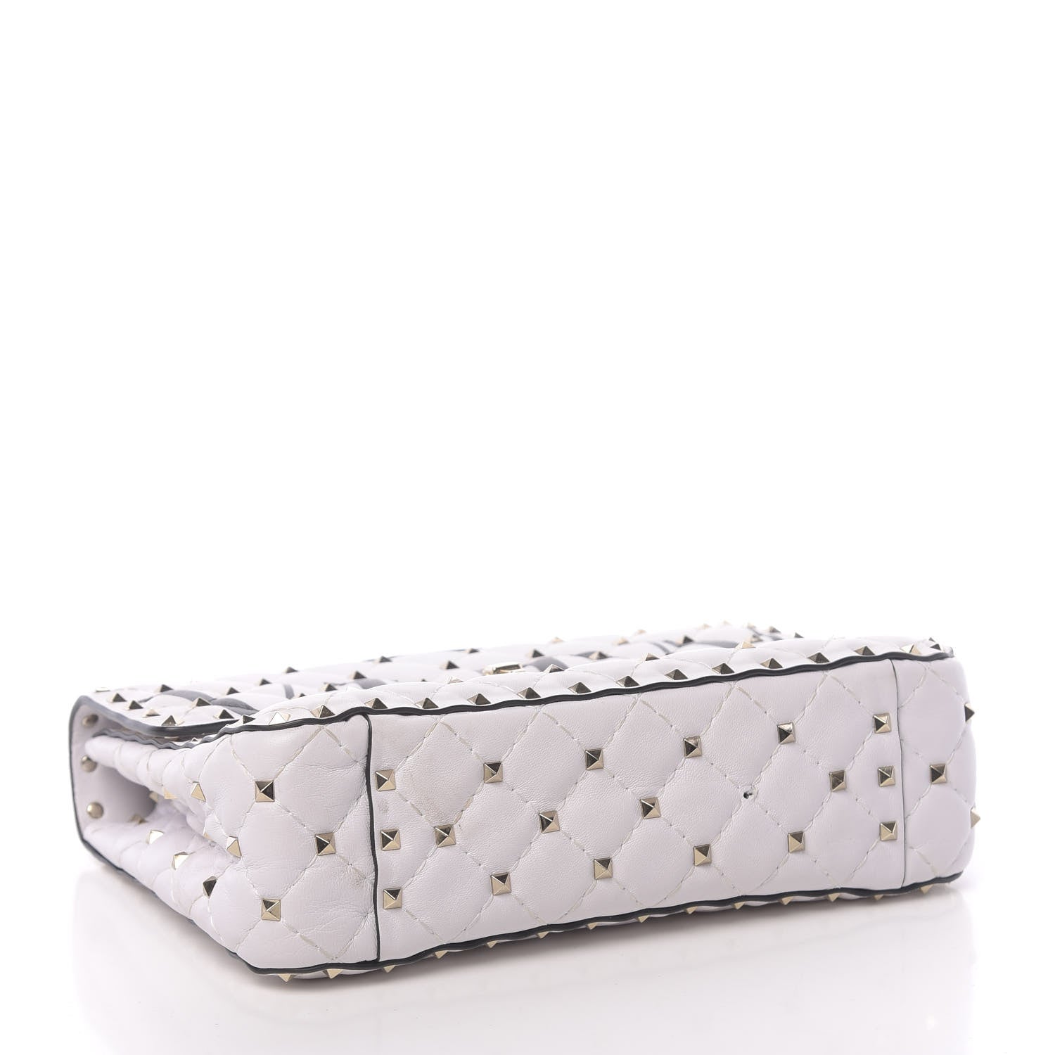 Valentino Garavani Lambskin VLTN Print Medium Rockstud Spike Shoulder Bag Optic White Black 4 of 13