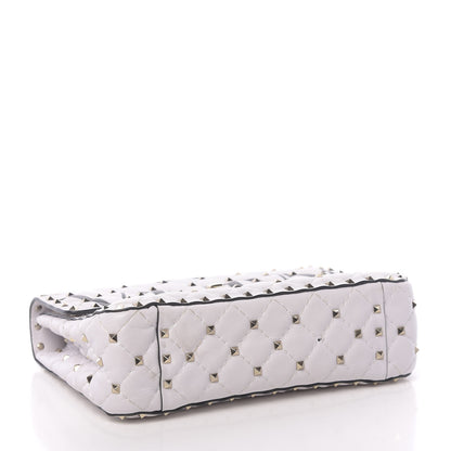 Valentino Garavani Lambskin VLTN Print Medium Rockstud Spike Shoulder Bag Optic White Black 4 of 13