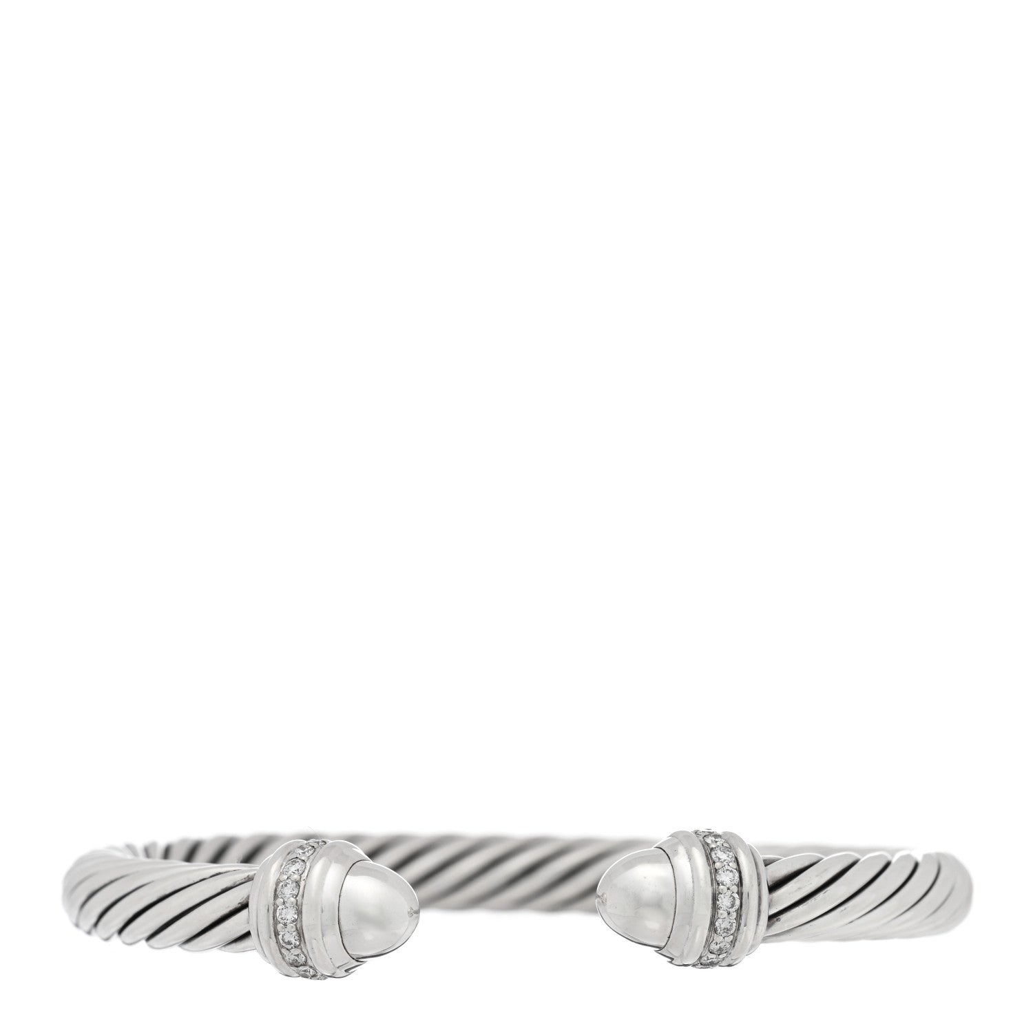 David Yurman Sterling Silver Diamond 7mm Cable Classics Bracelet 1 of 3