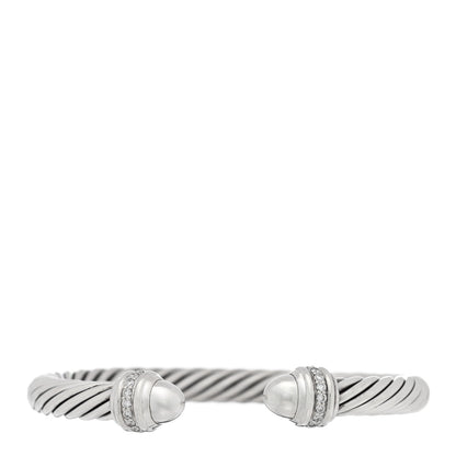 David Yurman Sterling Silver Diamond 7mm Cable Classics Bracelet 1 of 3